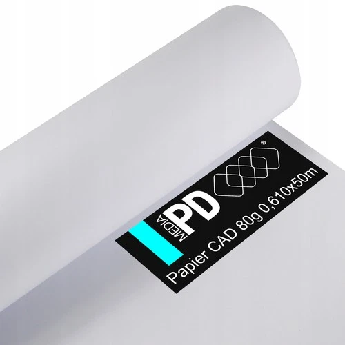 Plotterpapier CAD 610mm x 50m Rolle 80g/m² Weiß Unbeschichtet Zeichenpapier