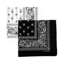 Bandana Single Pack  Double Pack Cotton for Men and Women 22 InchBlack White
