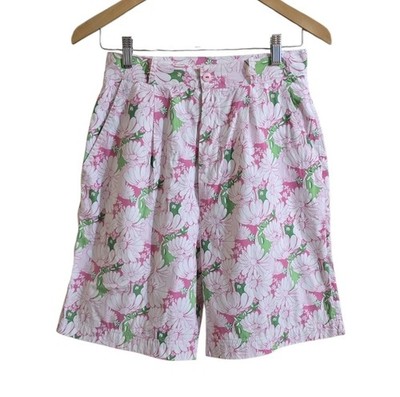 Vintage White Tag Lilly Pulitzer  Pink & Green Floral High Rise Shorts. Size 10