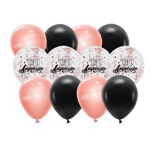 12 BALLONS LATEX BIO CONFETTIS ANNIVERSAIRE ROSE