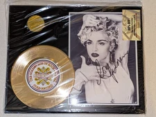 MADONNA Golden Age Rock N Roll Gold Album Record Display Wood Plaque 15" x 12"