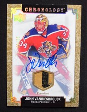 John Vanbiesbrouck 2018-19 UD Chronology Gold Premium Relic Stick Autograph /25