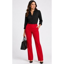 EXPRESS Editor Red Straight Leg Career Dress Pants Size 8R Tailored Trousers