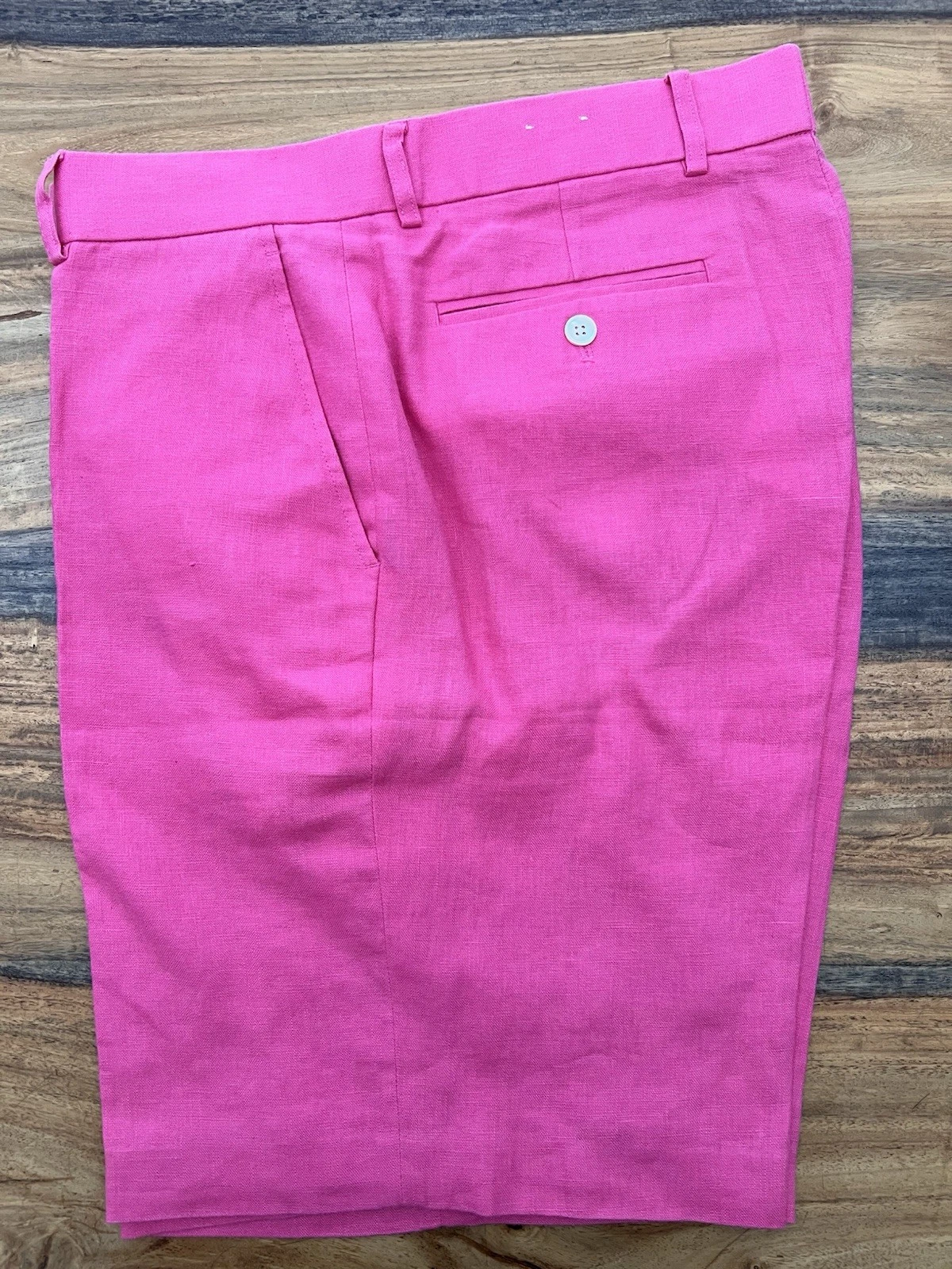 J.McLaughlin Linen 9 Inch Pink Shorts Preppy Resort Cruise Bermuda USA