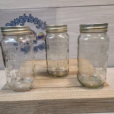 Classico Atlas 24 oz Canning Jar with Deep Lid x3 Kitchen Clear Jars 1/2" Lids