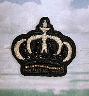 Royal Medieval Gold Crown King Cross Royalty Embroidered Beaded Iron On Patch 