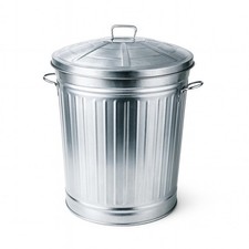 Bidone Immondizia in Metallo Zincato Esterno con Coperchio, Maniglie Antiruggine