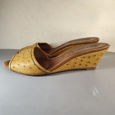 Prada Women's Ostrich Leather Brown Wedge Heels Sz 5.5 EU 35.5