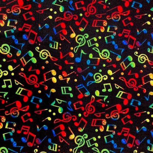 Multicolor Notes 1yd Timeless Treasures music fabric 100% Cotton Quilt Sew Craft - Picture 4 of 6