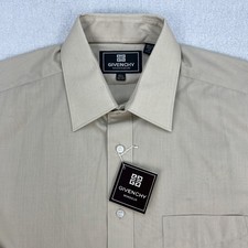 Vintage Givenchy Monsieur Shirt Mens 15.5 32-33 Tan Beige Button-Up NOS NEW 80s