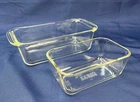 PYREX #213 Loaf Pan 1.5 qt & #502B 750ml Baking Dish Clear Glass Vtg USA
