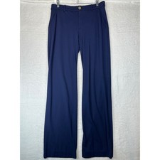 Lilly Pulitzer Wide Leg Knit Trousers Womens 6 Navy Blue Gold Button Stretch