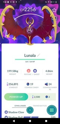 Pokémon Shiny Lunala - GO Read description