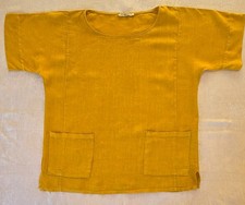 Francesca Bettini Linen Top L Mustard Yellow ...