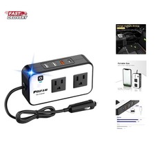 200W Car Power Inverter, DC 12V to 110V AC Car Plug Adapter Outlet with 20W ...