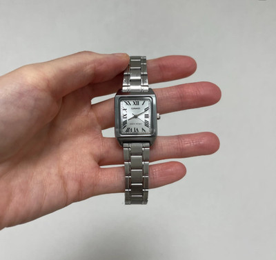 Casio LTP-V007D-7B Classic Square Tank Silver Stainless Steel Watch New