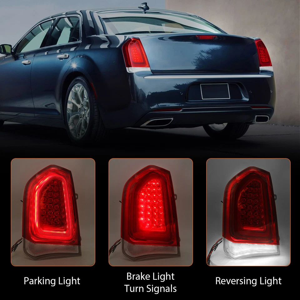 For Chrysler 300 2015-2023 Chrome Trim Full LED Tail Light Lamp Brake Driver LH Foto 3 de 4