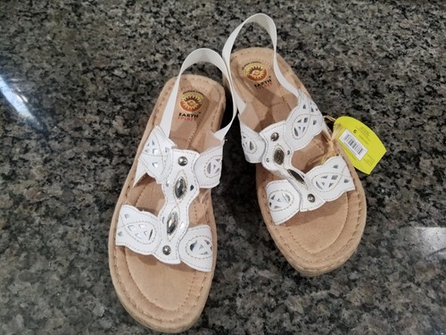 Earth Spirit Celron 2000 Women's 9 Sandal White Slip On Back Elastic Strap