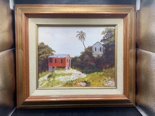 Original Oil Painting Ritchie Eyma Fort Hill Houses Bermuda Haiti Impressionism