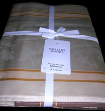 WILLIAMS SONOMA FOLIAGE JACQUARD OAK 100 COTTON TABLECLOTH 70X108 PORTUGAL NWTG