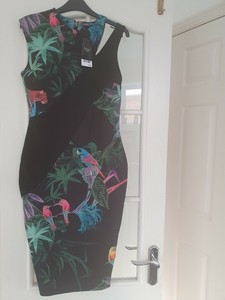 tropical print bodycon dress