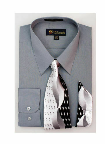 New Men's Dress Shirt w/ Matching Tie and Handkerchief Set SG-21B - Picture 6 of 30