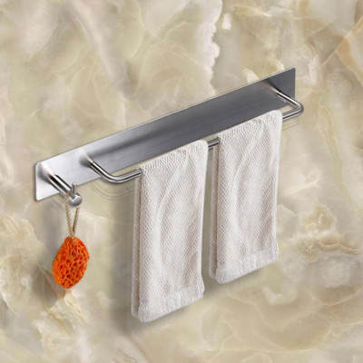 Towel Bar Rack with Hook 3M Self Adhesive Holder Organizer for Bathroom Kitchen 