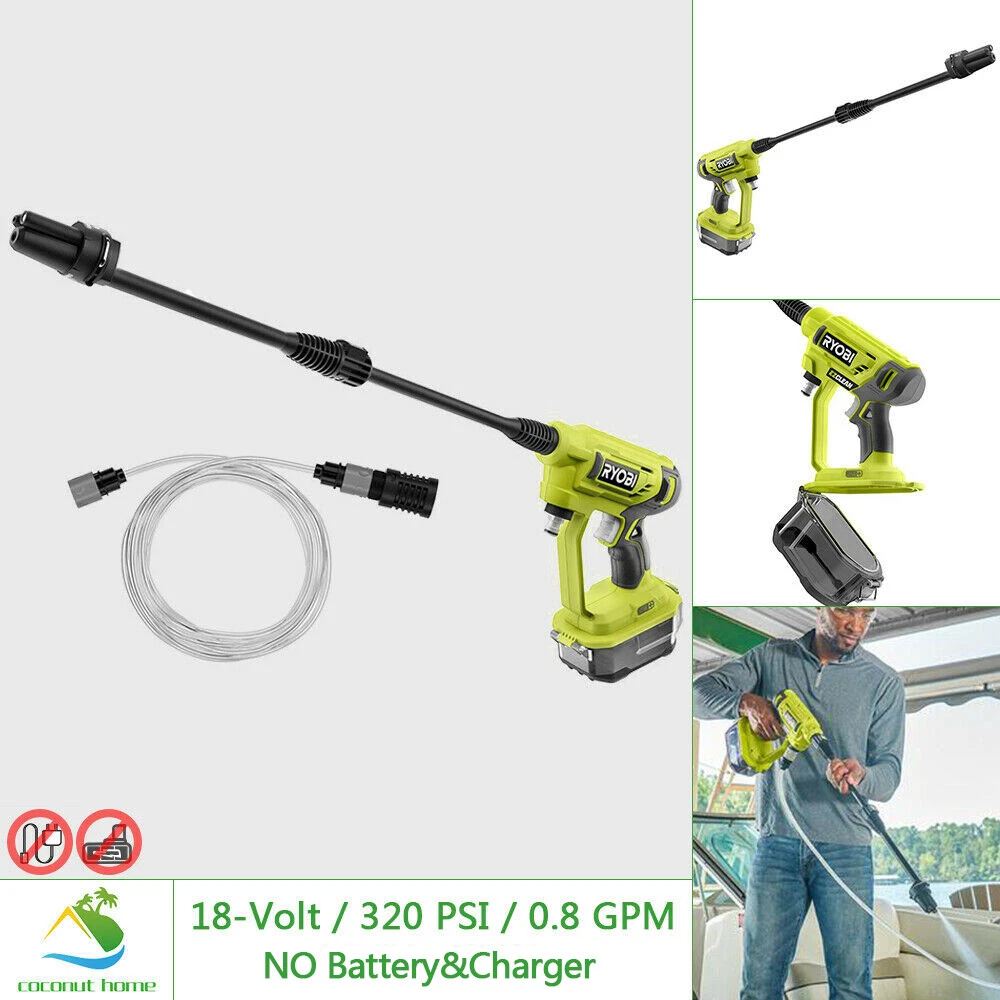 RYOBI 18V Power Cleaner Cordless 320 PSI 0.8 GPM Cold Water 3 in 1 Nozzle Spay