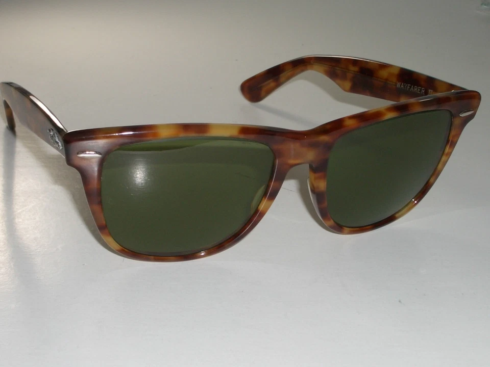 GAFAS DE SOL VINTAGE B&L RAY BAN ANTIGUAS TORTUGA WAYFARER II RB3 LENTES VERDES TRU Foto 4 de 4