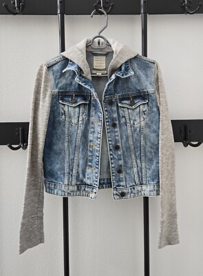 ESpirit Jeans Denim Jacket Blue Cropped Vintage Hooded Women's Small