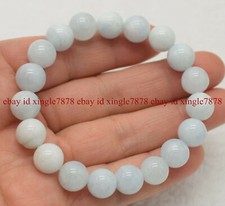 Natural AAAA Grade Blue Aquamarine Round Gems Beads Stretchy Bracelet 7.5"