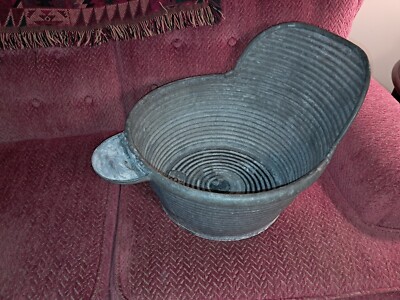 RUB-A-TUB PAT. NO. 25672 Antique Galvanized Metal Cowboy Sit Down Tub w/Backrest