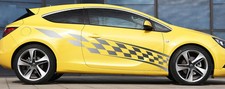 2 X Checker Strips For Opel Astra Racing Sticker Metal Grey Bd521