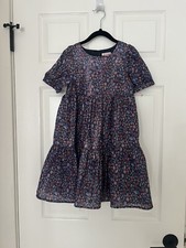 Cat  Jack Girl  s Metallic Purple Puff Sleeve Tiered Party Dress - S 6/7 NWOT