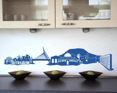 Samunshi Jerusalem Skyline Wandtattoo Wandaufkleber  25 Farben 8 Größen