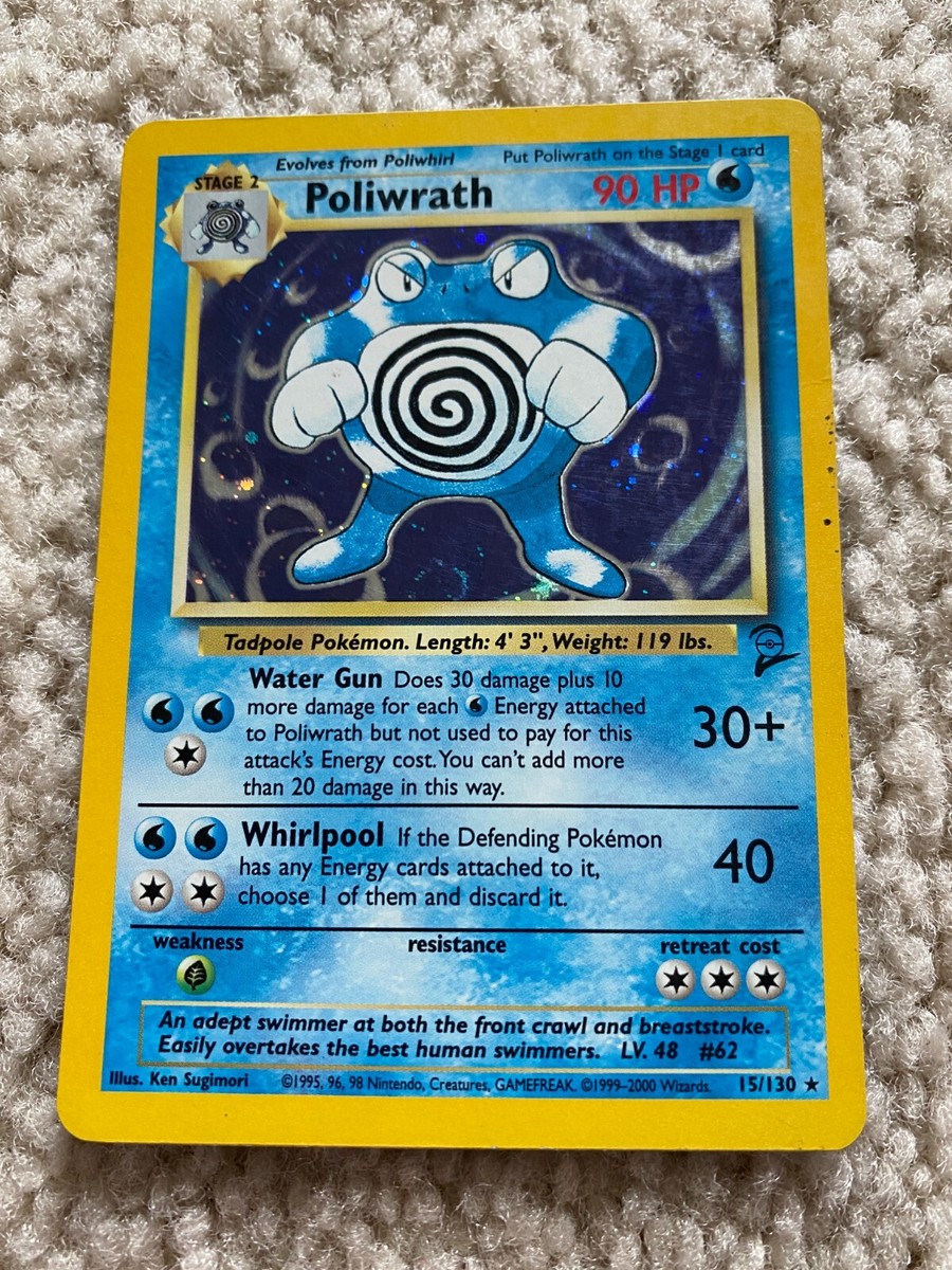Pokemon Card Poliwrath Holo 15/130 Rare 90 HP 1999 Great Shape | eBay
