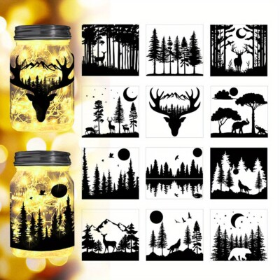 1set 12pcs PVC Silhouette Paper for Lighting tion Paper Cut Light box Rectangle