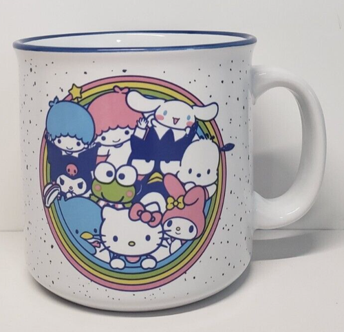 Hello Kitty and Friends Sanrio Coffee Mug 20 oz Blue Fleck Rainbow 2023 - Picture 3 of 6