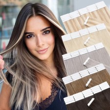Thick 10/20/40/60pcs Tape In Remy Virgin Human Hair Extensions Russian Skin Weft