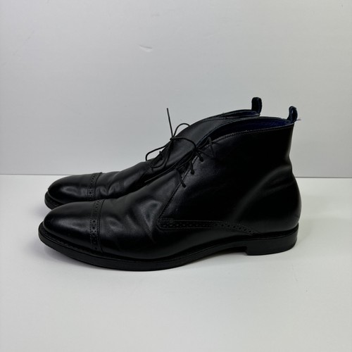 ALLEN EDMONDS BLACK LEATHER BLEECKER STREET CAP TOE LACE UP CHUKKA BOOTS 10D - Picture 3 of 20