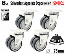 Schwerlast Doppelrollen Transport Lenk Rollen 8 x Ø 75mm Le-Le BS-Rollen Germany