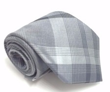  125 Kenneth Cole Mens Necktie Black Gray Check Classic Slim Neck Tie 58x3.25