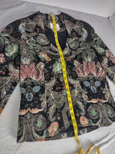 Mary Bays (Victoria Royal) Vintage Beaded Floral Print Silk Blazer, Size 4 - Picture 6 of 9