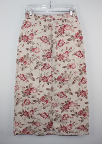 EDDIE BAUER Women's Brown Floral Pencil Maxi Skirt Sz 10 Zip Pockets 100% Cotton - Picture 3 of 8