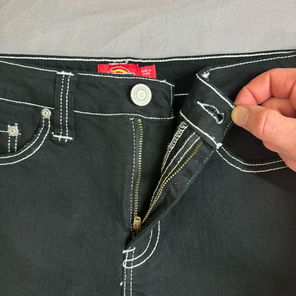 Dickies Pantalones Cortos Mujer 28 Mezcla Algodón Cintura Alta Elástico Denim Mini Negro Foto 4 de 4