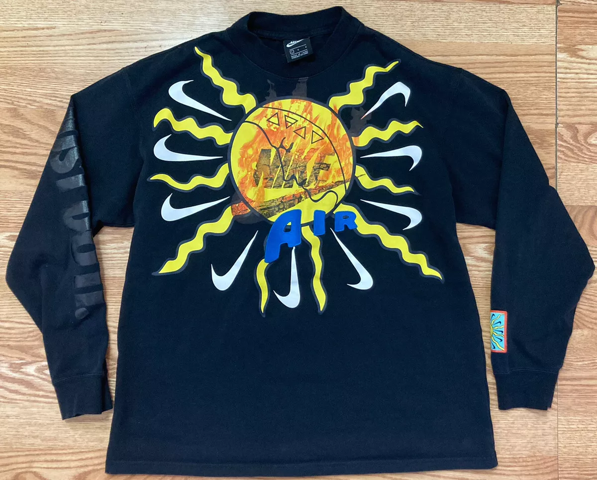 Nike Air Black Just Do It Long Sleeve T Shirt Blazing Shining Sun Men s L EUC
