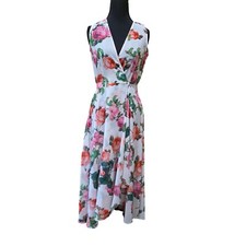 Calvin Klein Floral Wrap Dress Sleeveless Midi Summer Occasion Size 2