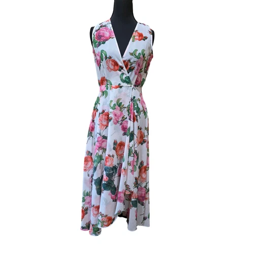 Calvin Klein Floral Wrap Dress Sleeveless Midi Summer Occasion Size 2