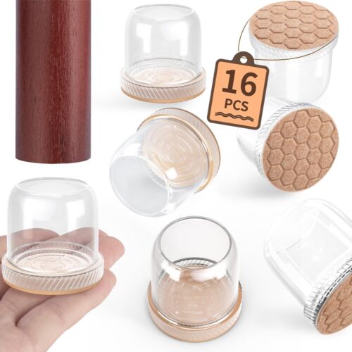 Furniture Pads 16PCS Silicone Caps Chair Leg Floor Protectors Round/Square L