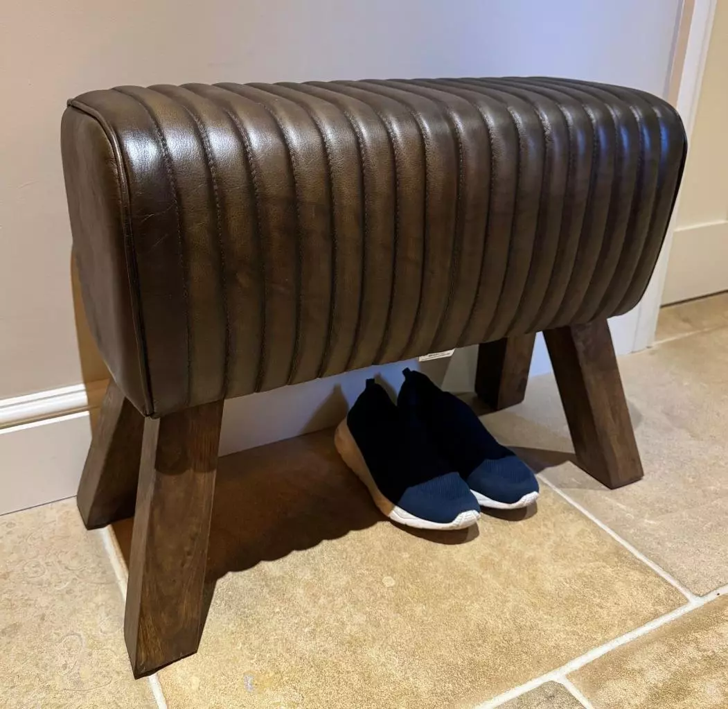 Vintage leather bench outlet
